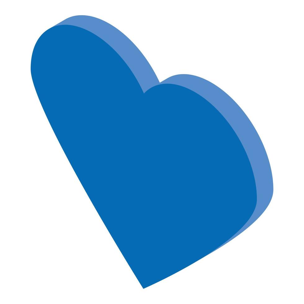 Blue heart icon, isometric style vector