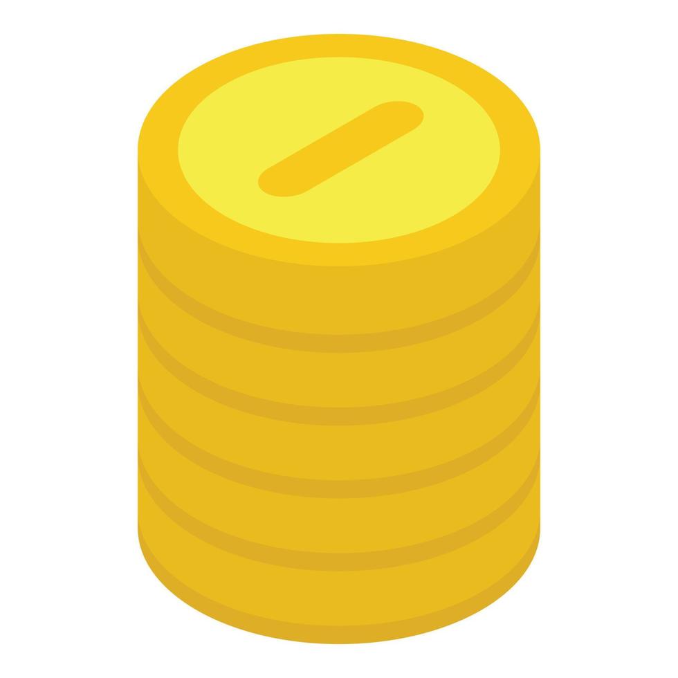 icono de pila de monedas de oro, estilo isométrico vector
