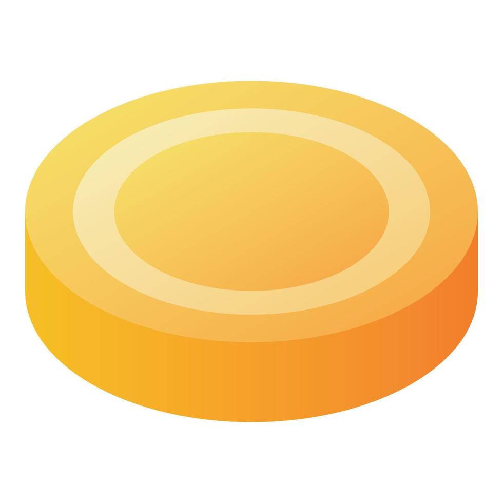 Gold coin icon, isometric style vector