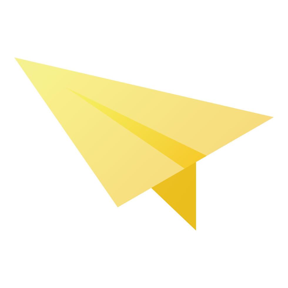 icono de avión de papel amarillo, estilo isométrico vector