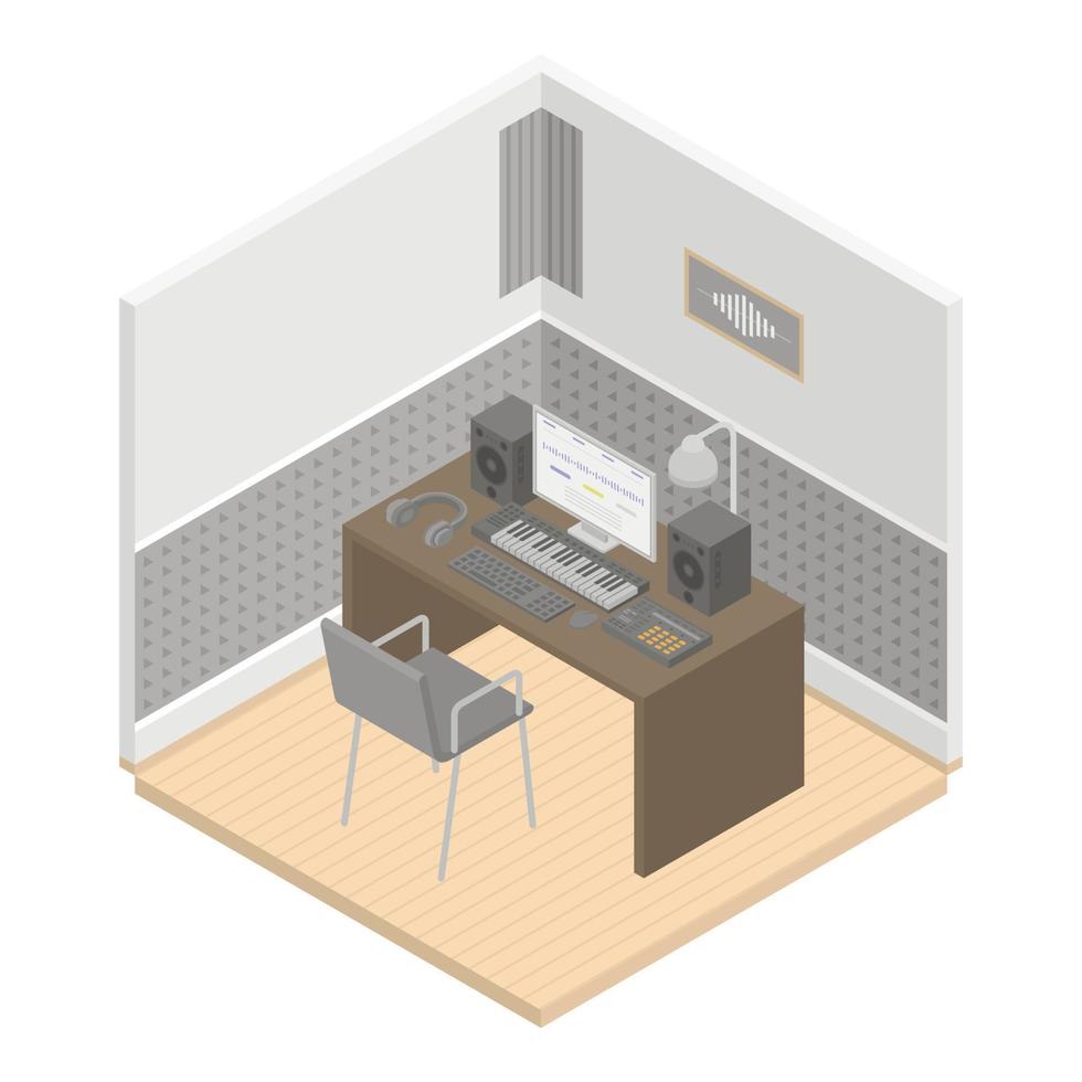 Music studio room icon, isometric style vector