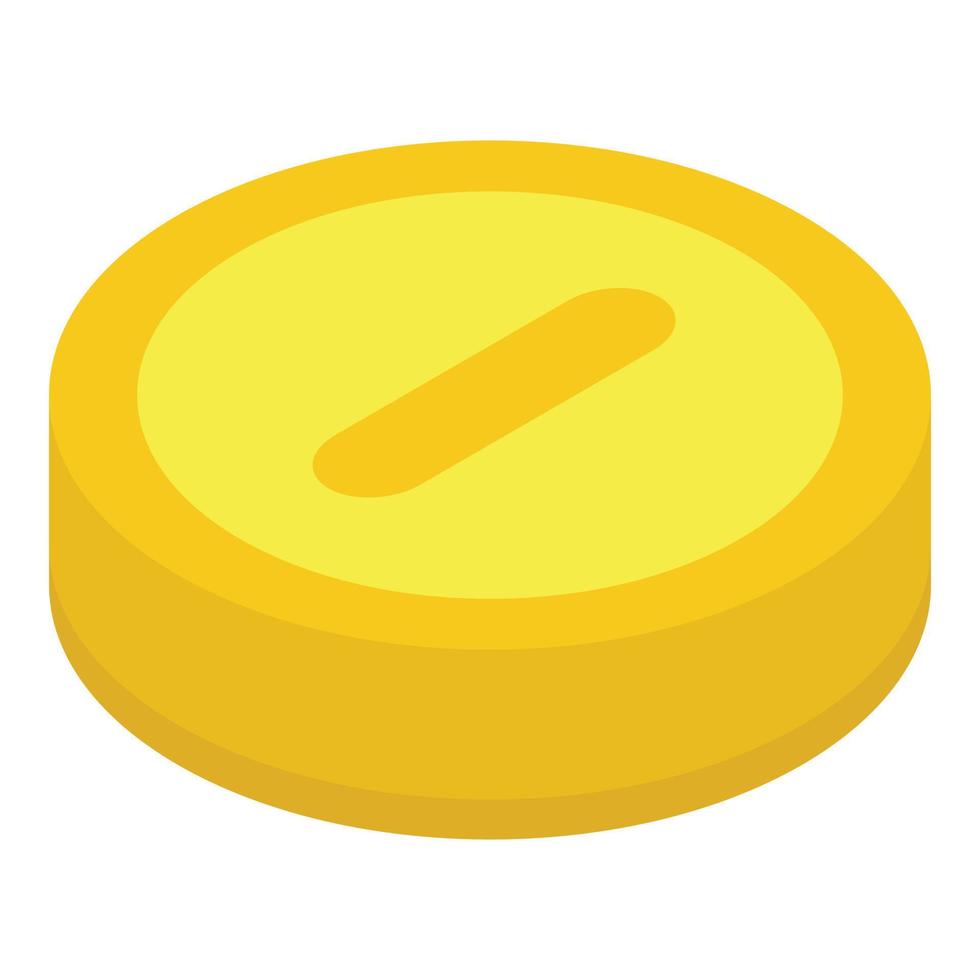 Gold coin icon, isometric style vector
