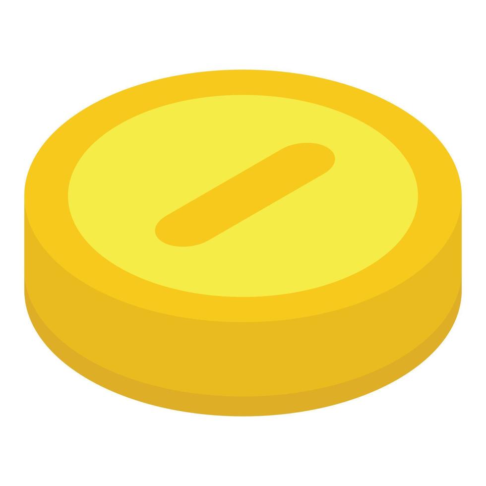 Gold coin icon, isometric style vector