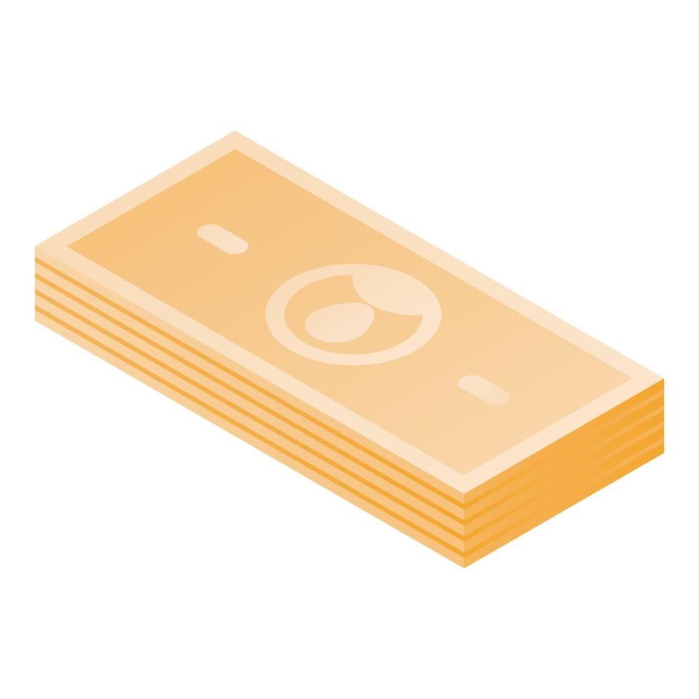 Gold money pack icon, isometric style vector