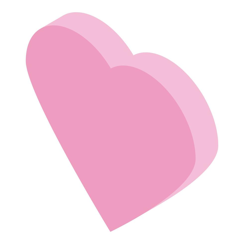 Pink heart icon, isometric style vector