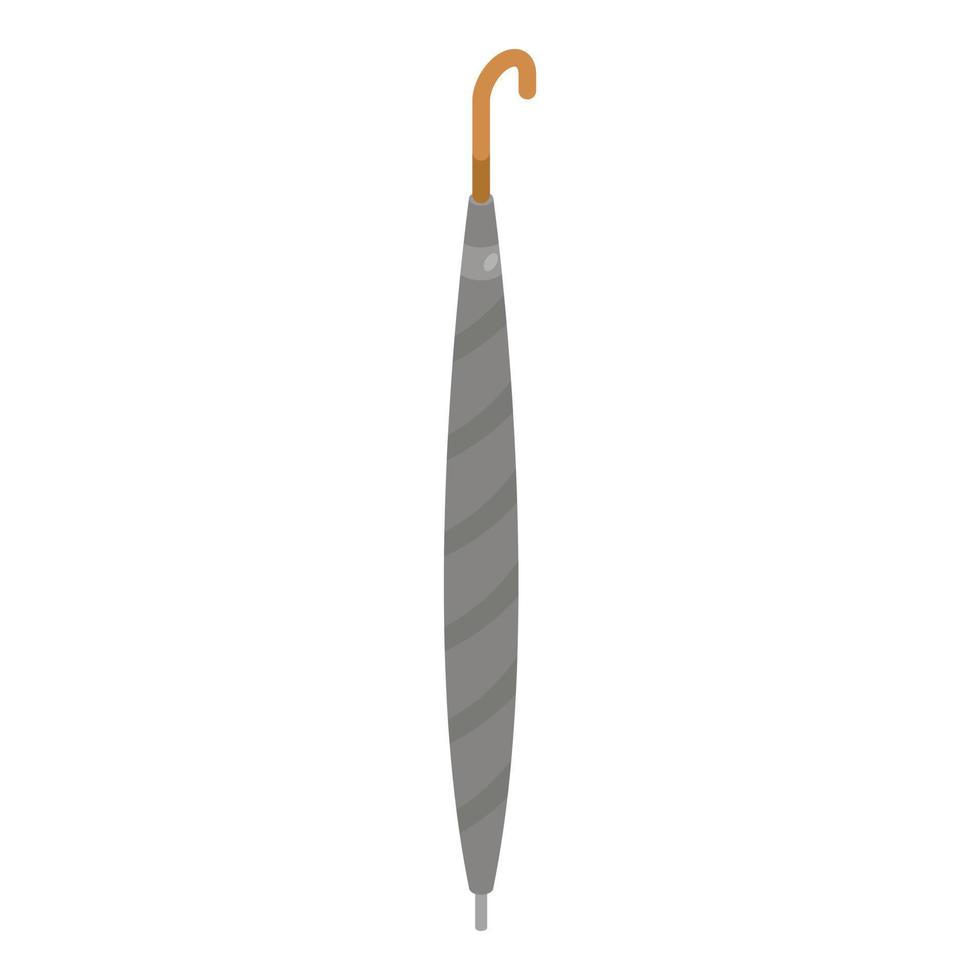 Grey striped umbrella icon, isometric style vector