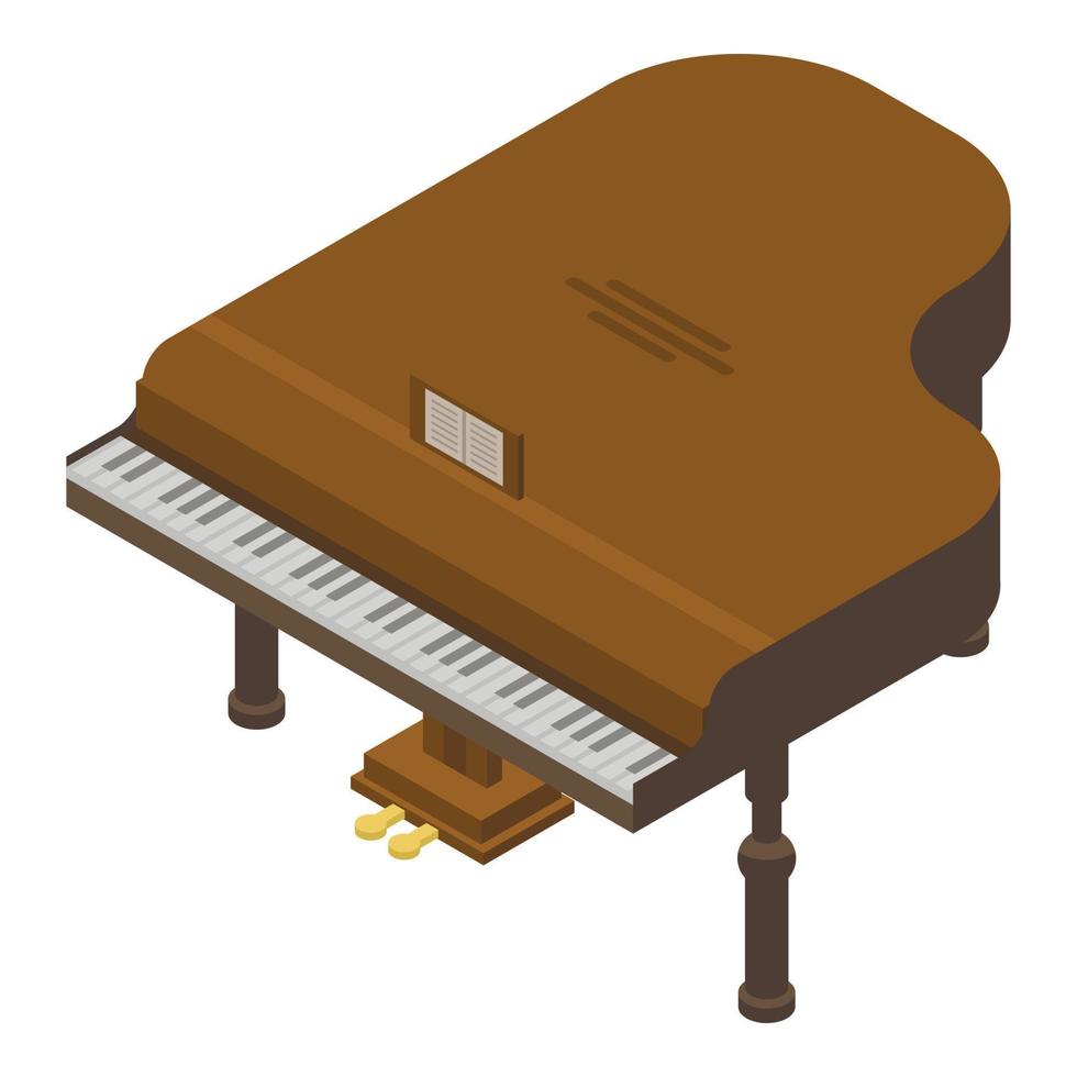 icono de piano de cola marrón, estilo isométrico vector