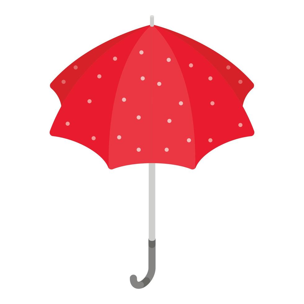 Red white dotted umbrella icon, isometric style vector