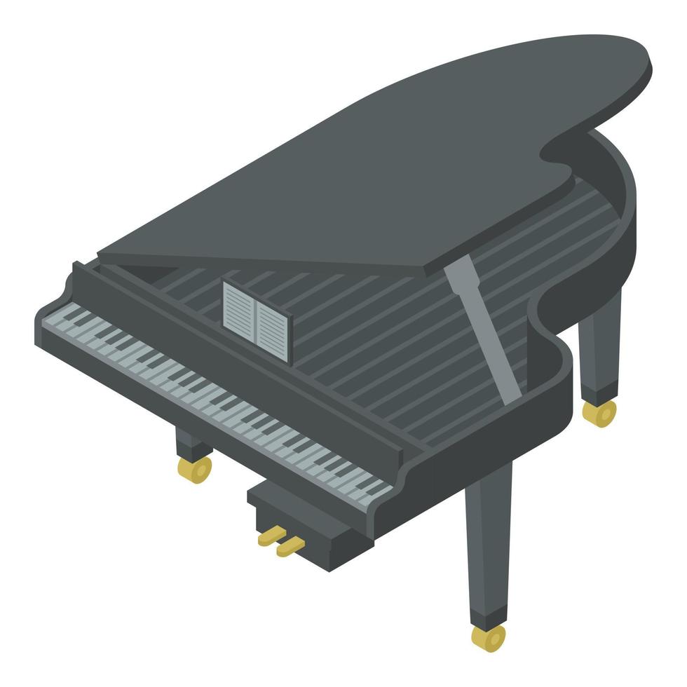 Black grand piano icon, isometric style vector