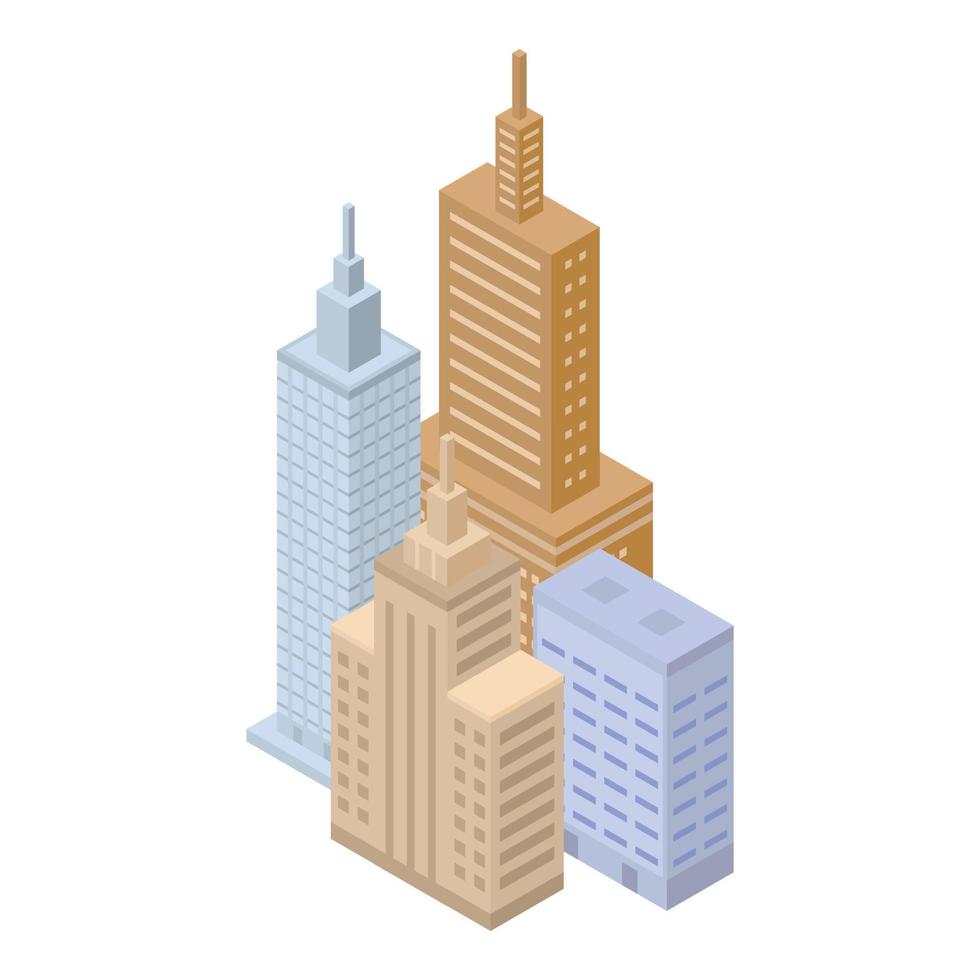 Megapolis buildings icon, isometric style vector