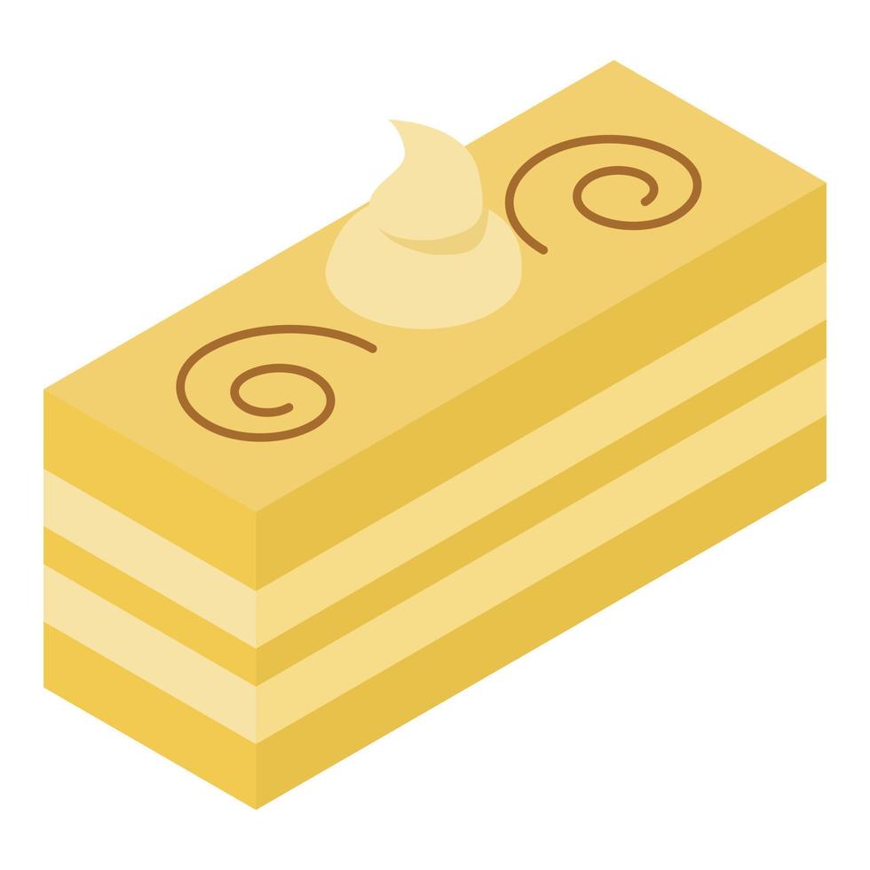 Creamy piece cake icon, isometric style vector