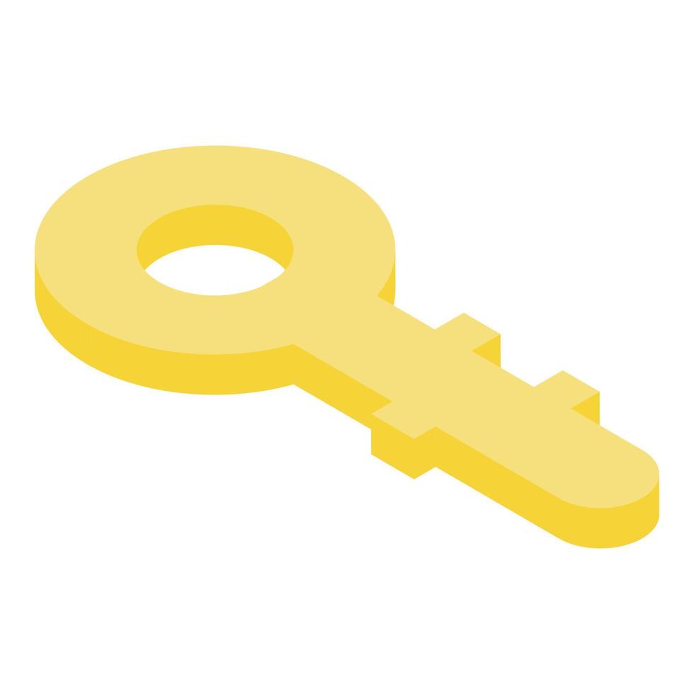 Gold key icon, isometric style vector