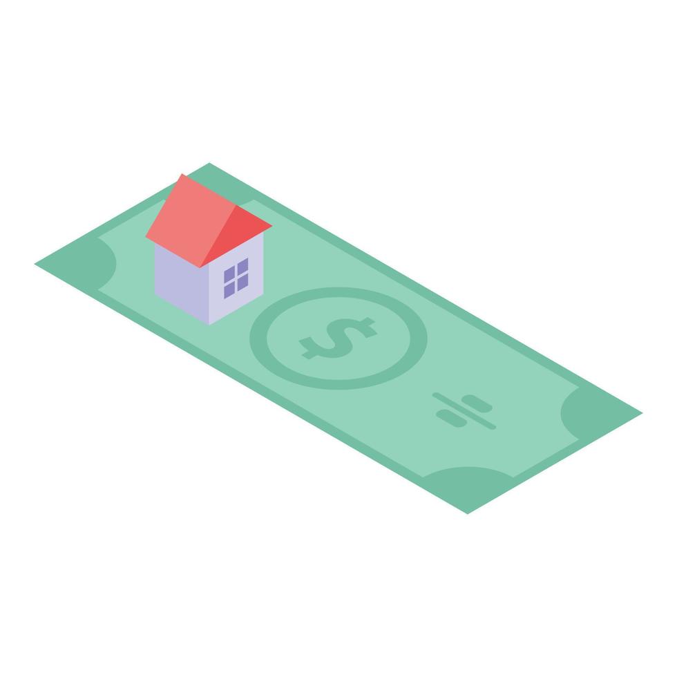 Mortgage house dollar icon, isometric style vector