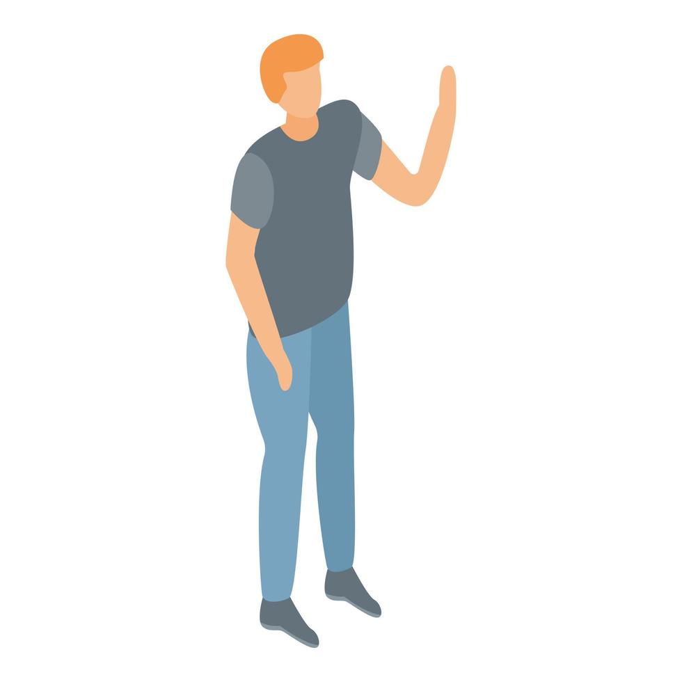 Man hand up icon, isometric style vector