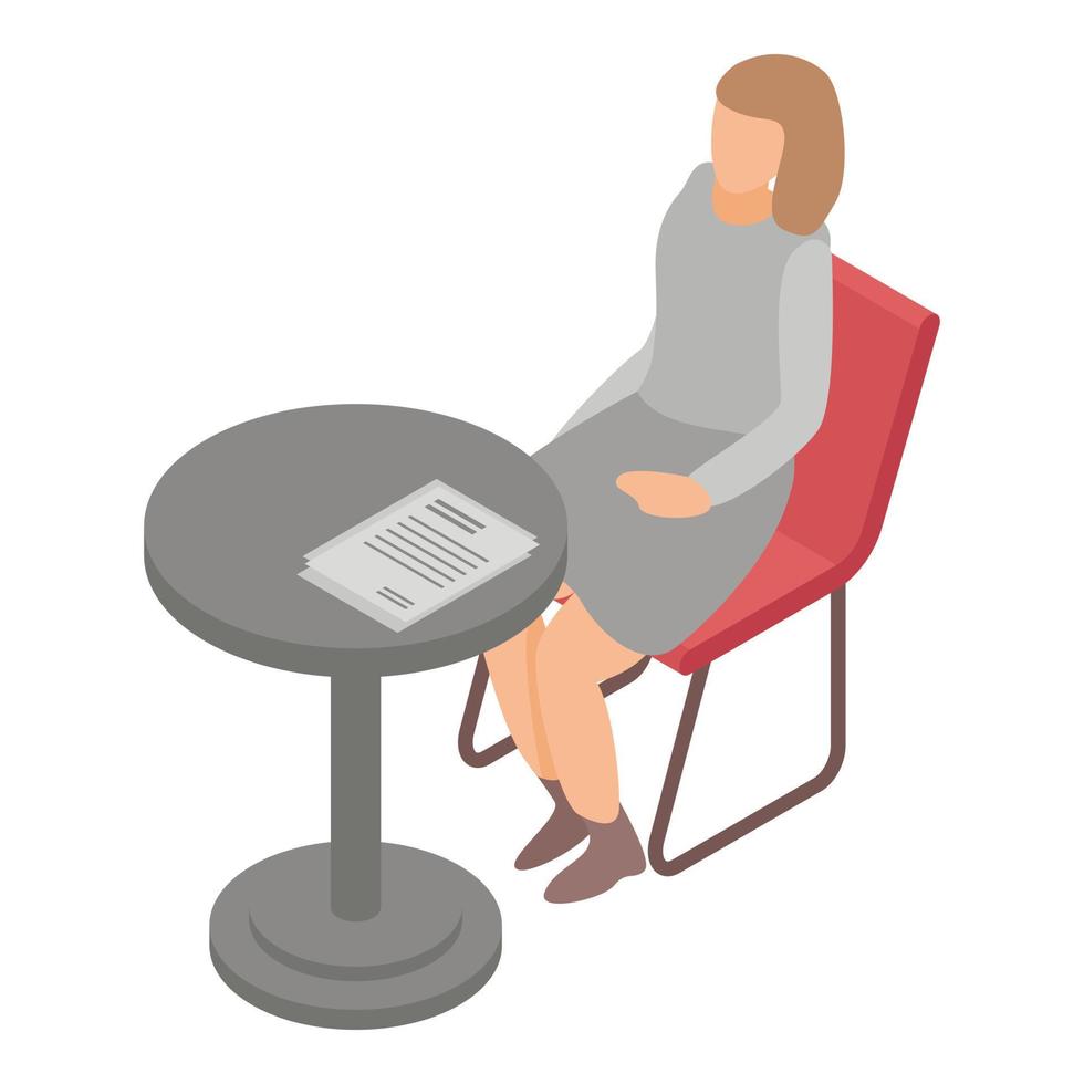 Woman office manager icon, isometric style vector