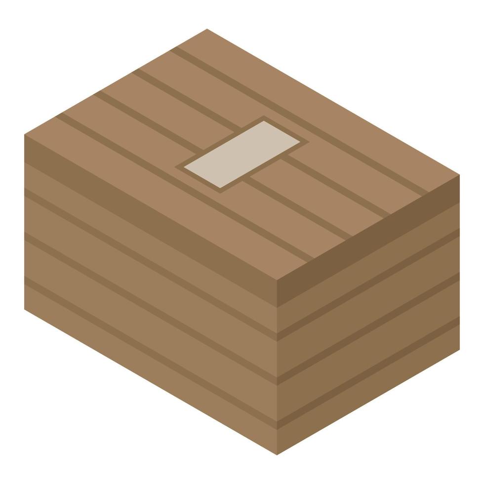 Wood army box icon, isometric style vector