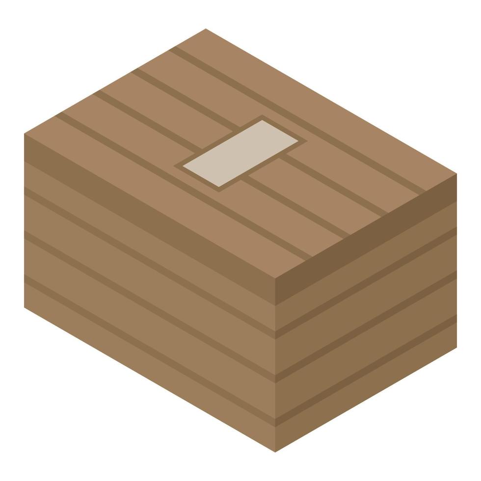 icono de caja del ejército de madera, estilo isométrico vector