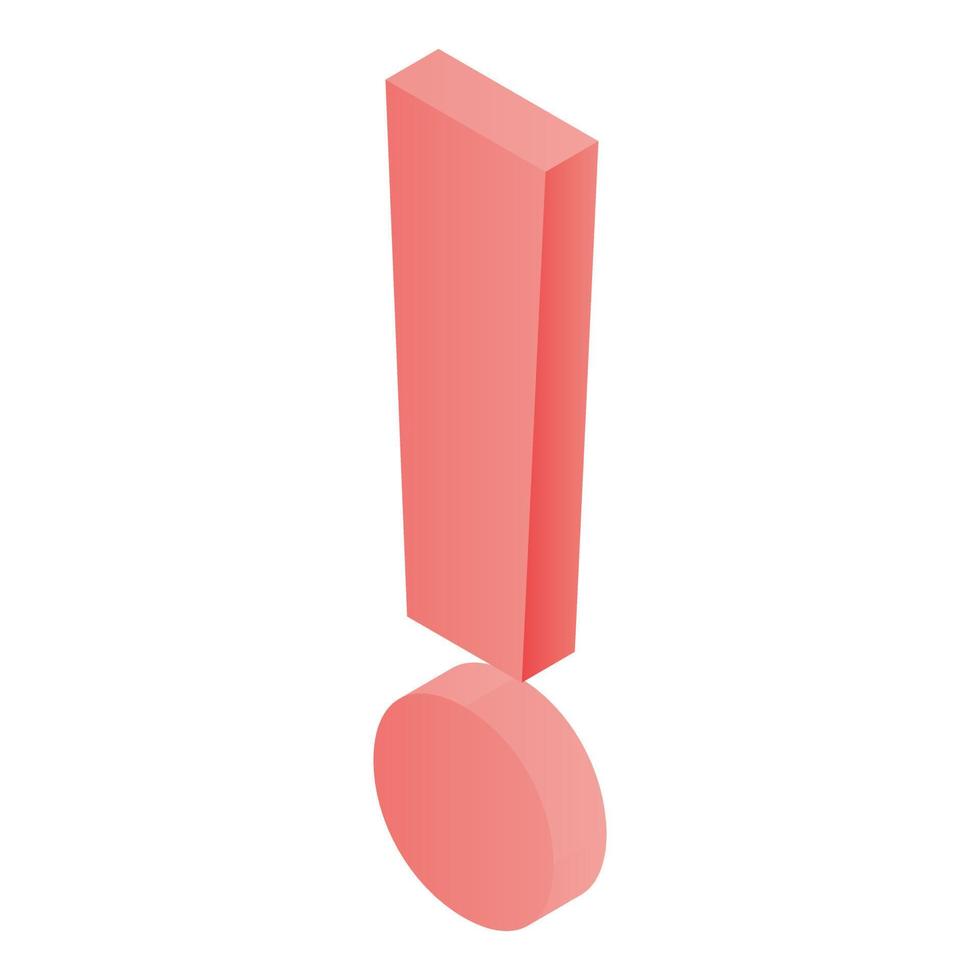 Red exclamation sign icon, isometric style vector