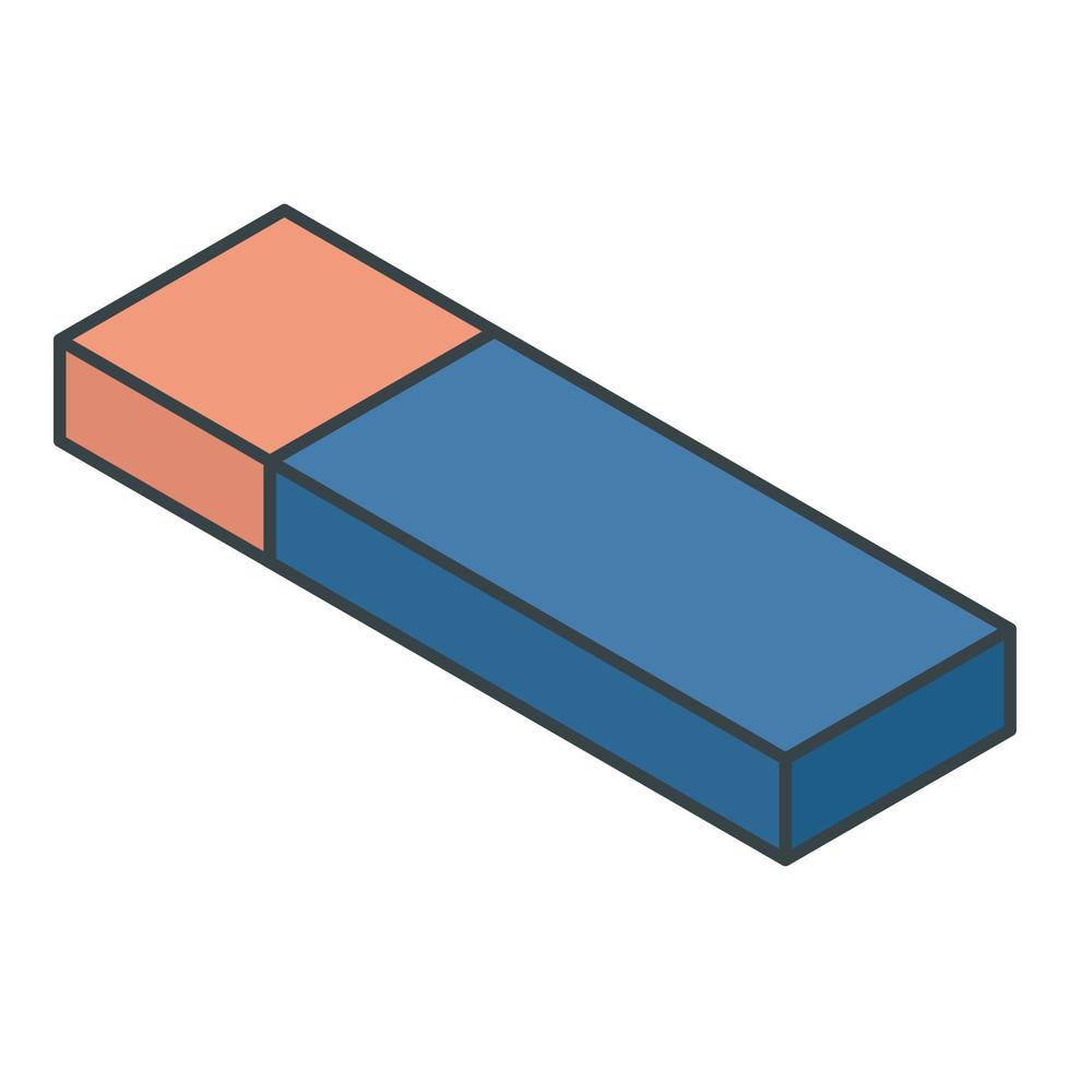 Red blue eraser icon, isometric style vector