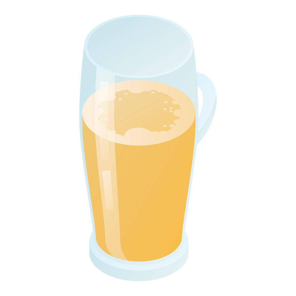 icono de vaso de cerveza, estilo isométrico vector