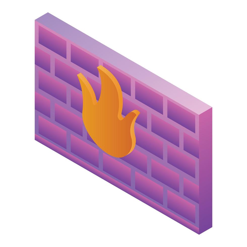 Firewall icon, isometric style vector
