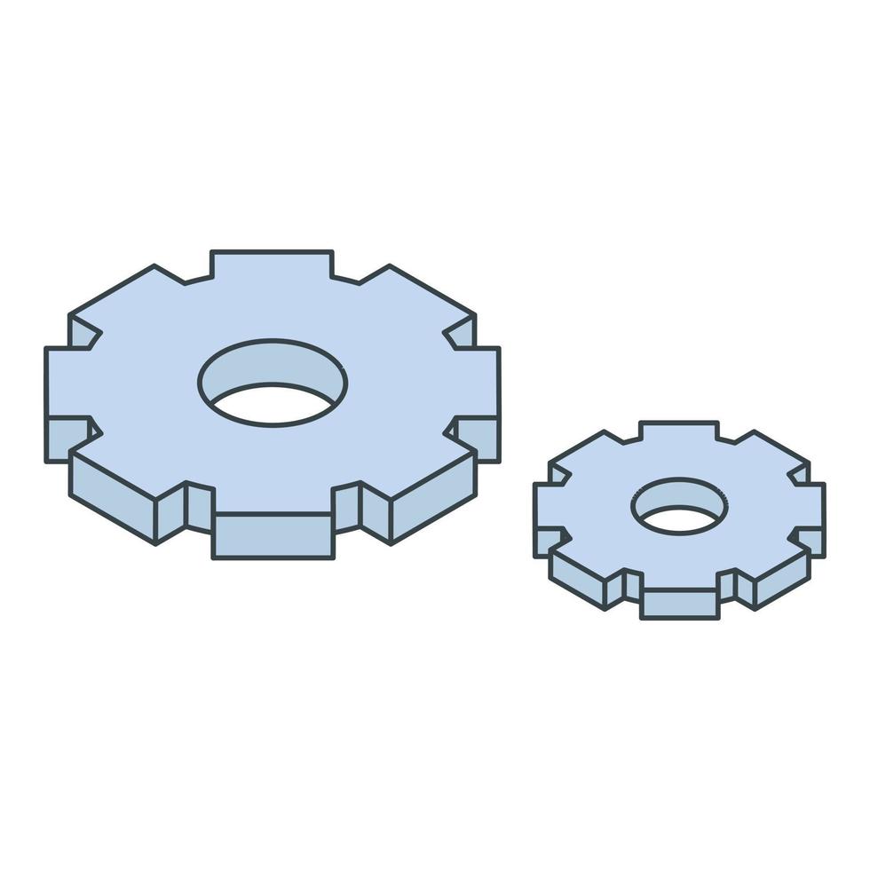 Metal gear system icon, isometric style vector