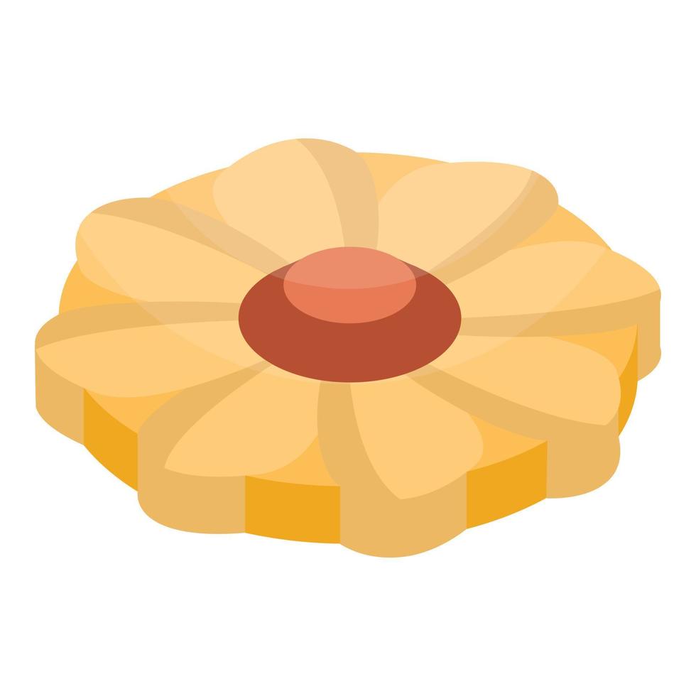 Flower cookie icon, isometric style vector