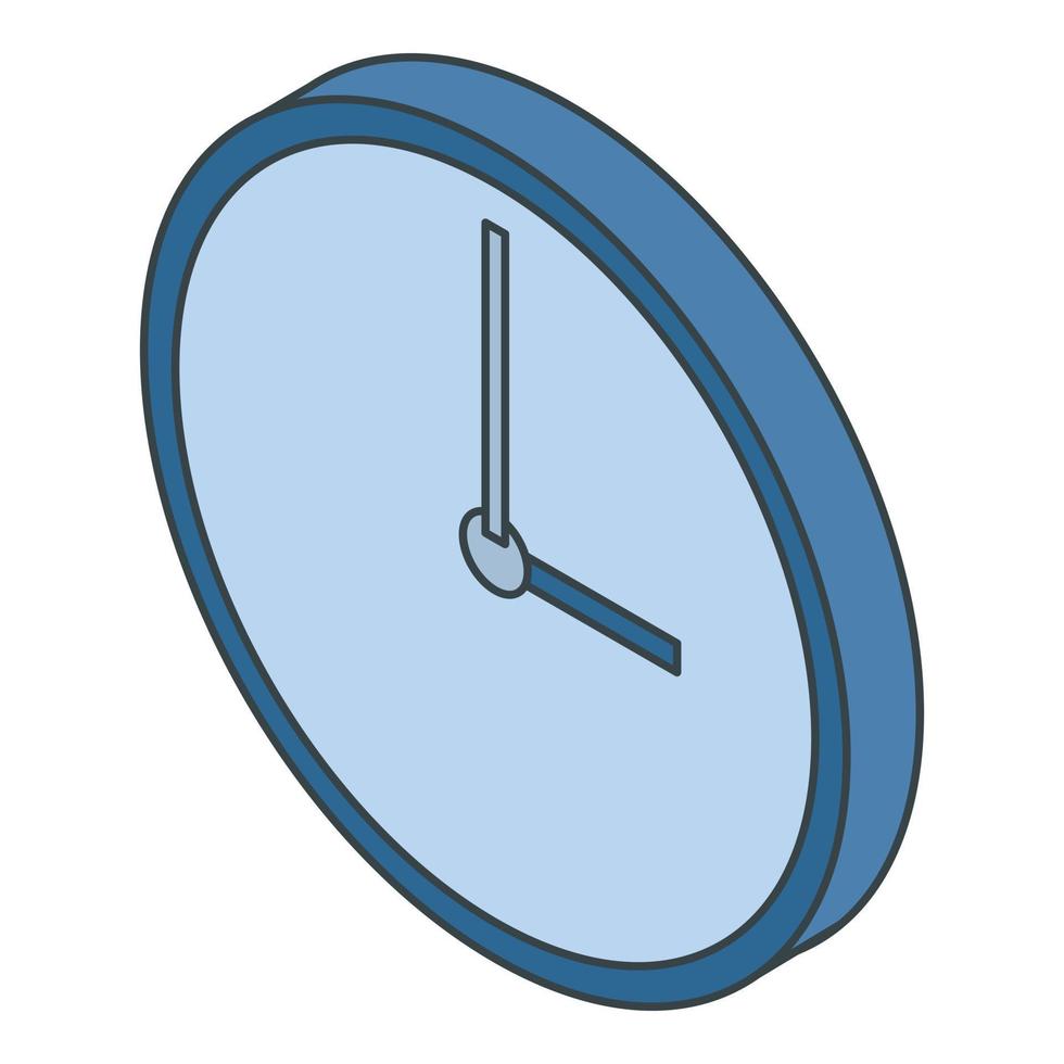 Modern clean wall clock icon, isometric style vector