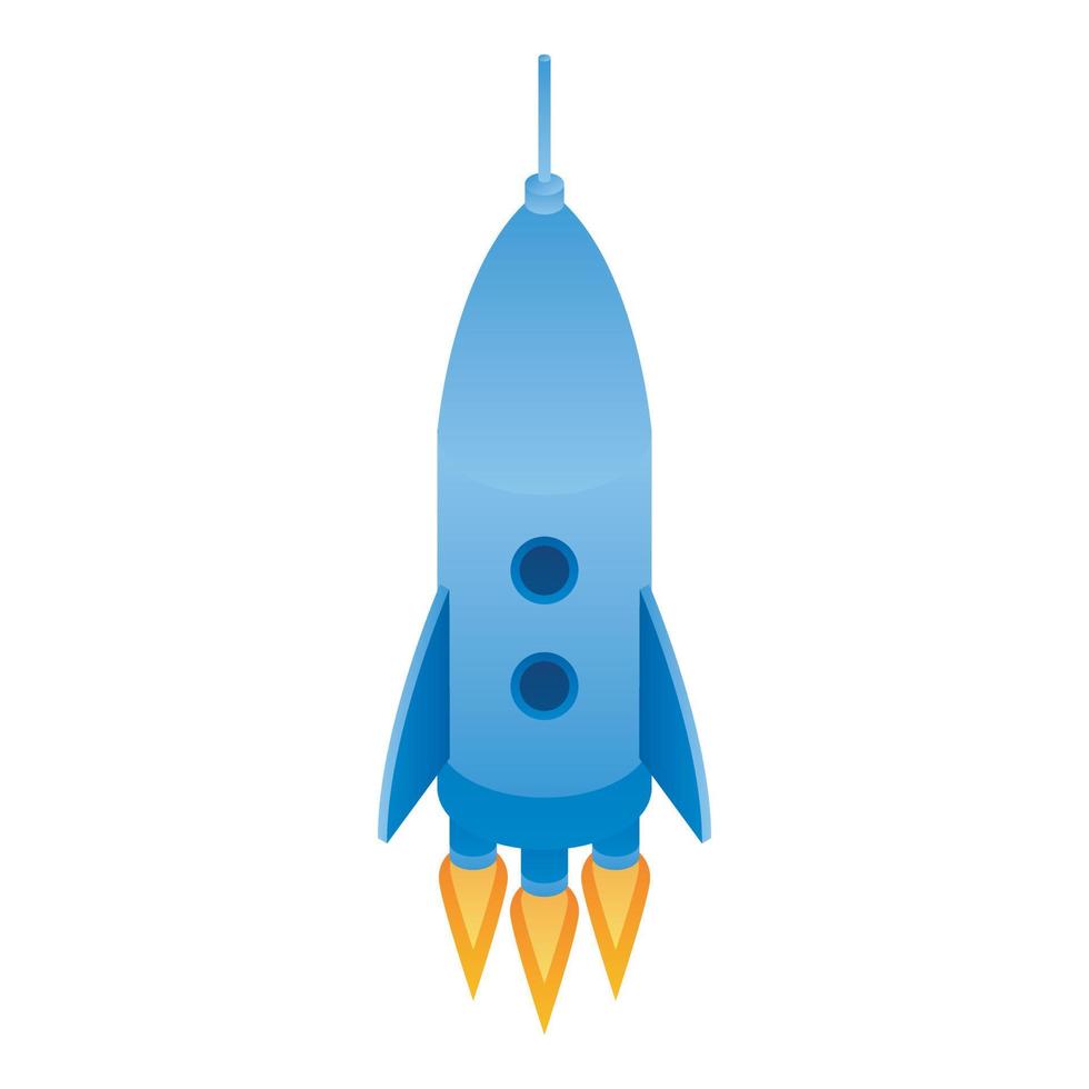 Flying rocket icon, isometric style vector