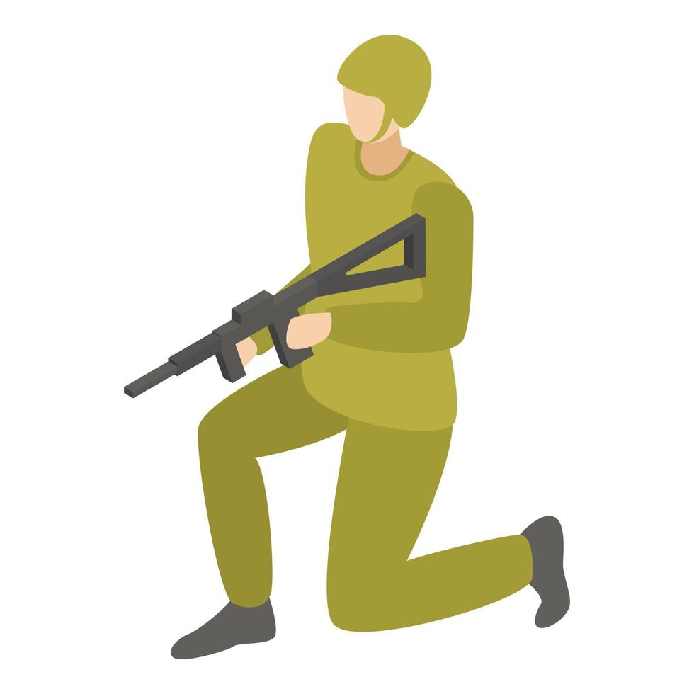 Infantry soldier icon, isometric style vector