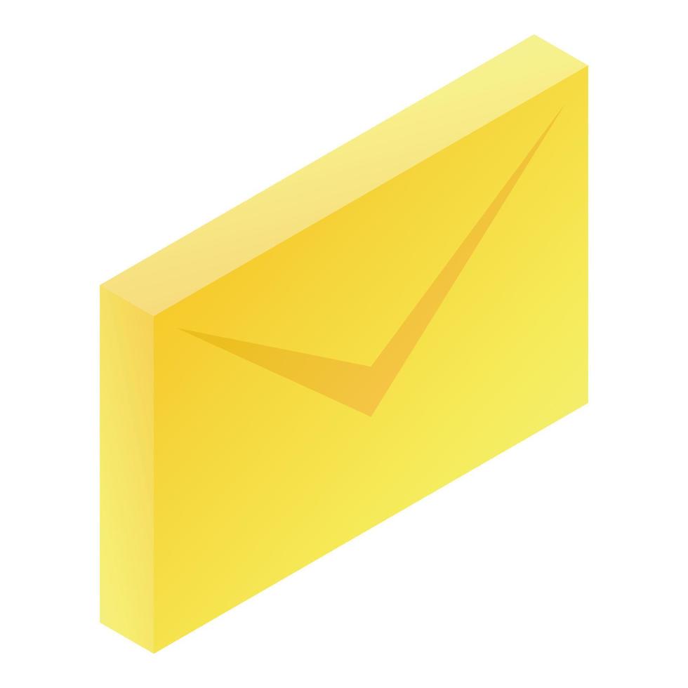 Yellow mail icon, isometric style vector
