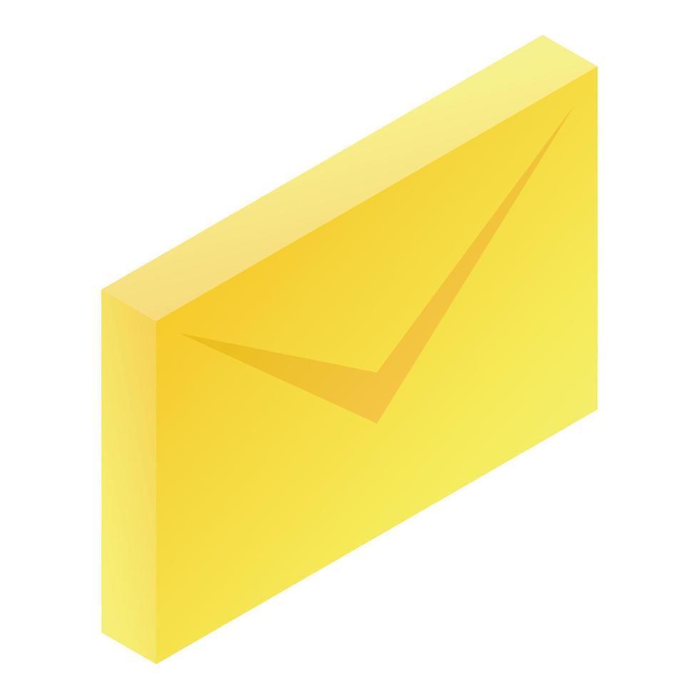 icono de correo amarillo, estilo isométrico vector