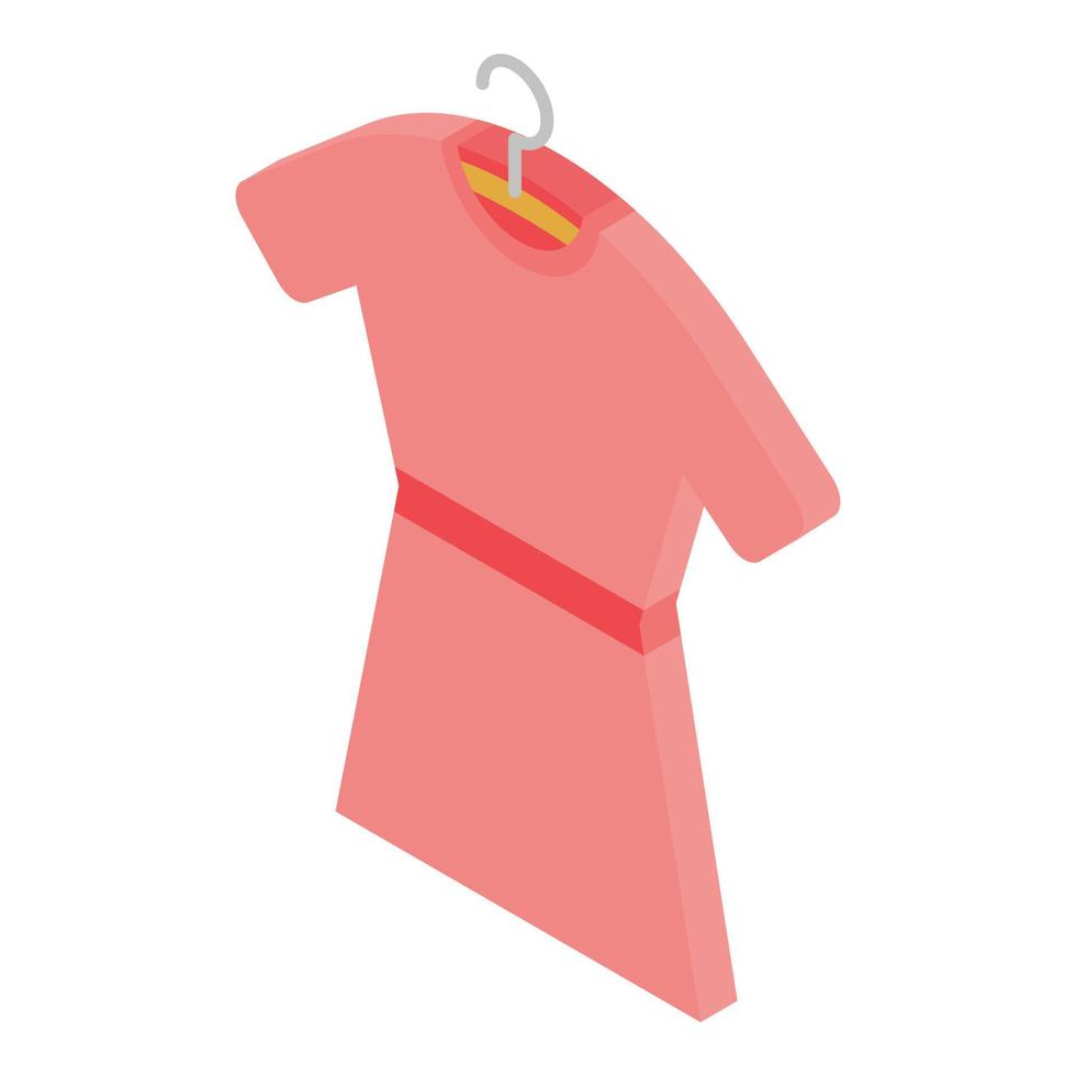 vestido rojo en el icono de la percha, estilo isométrico vector