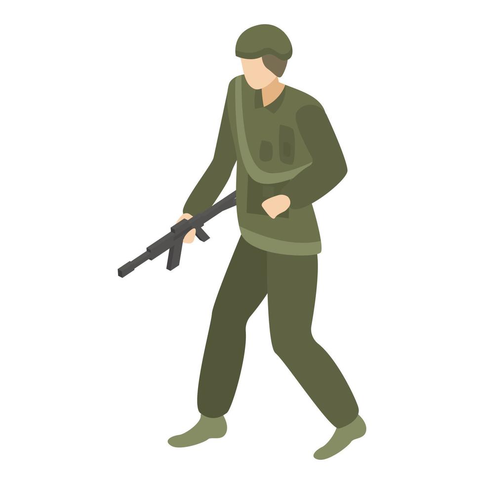 Soldier commander icon, isometric style vector