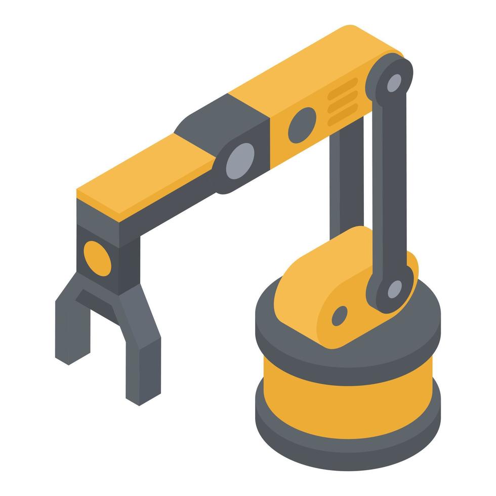 Robot arm icon, isometric style vector