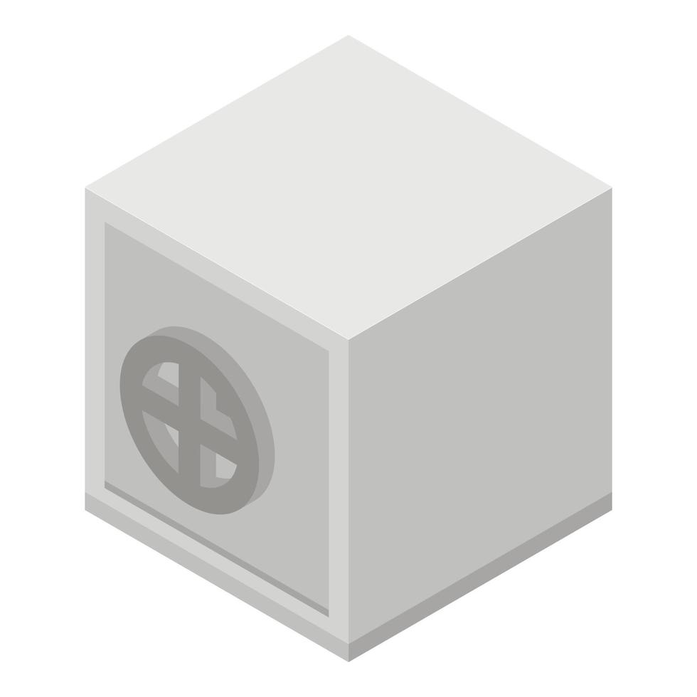 icono de caja fuerte de metal de dinero, estilo isométrico vector