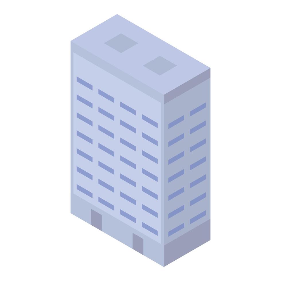 Blue city building icon, isometric style vector