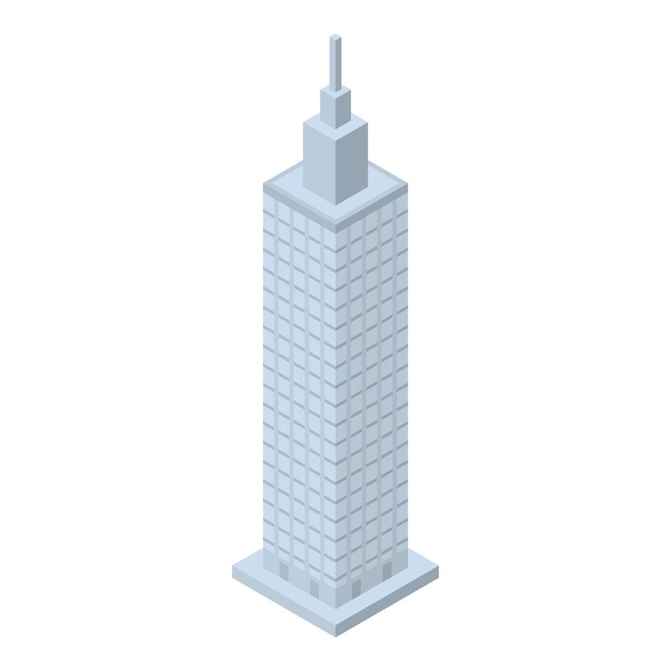 Blue sky tower icon, isometric style vector