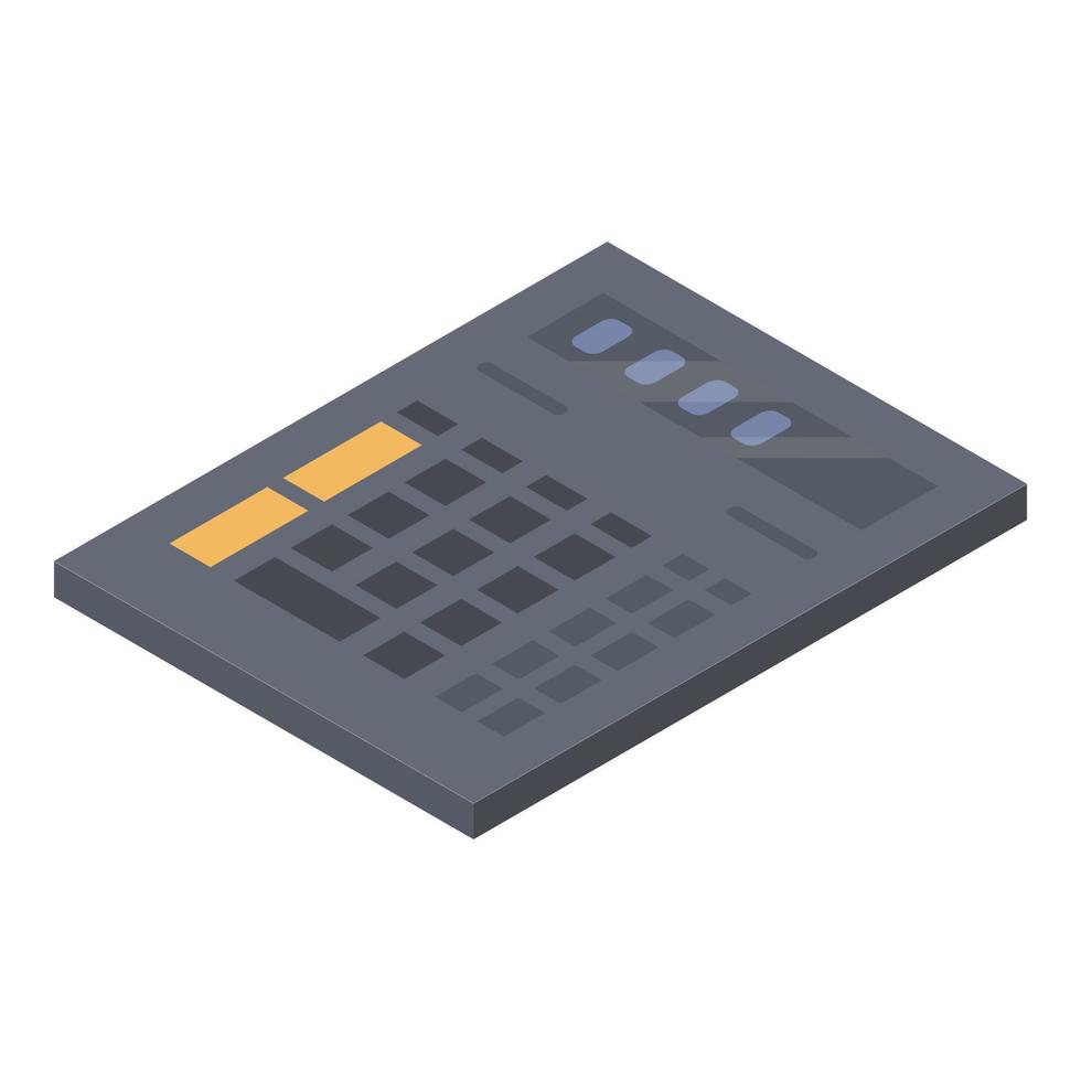 icono de calculadora negra, estilo isométrico vector