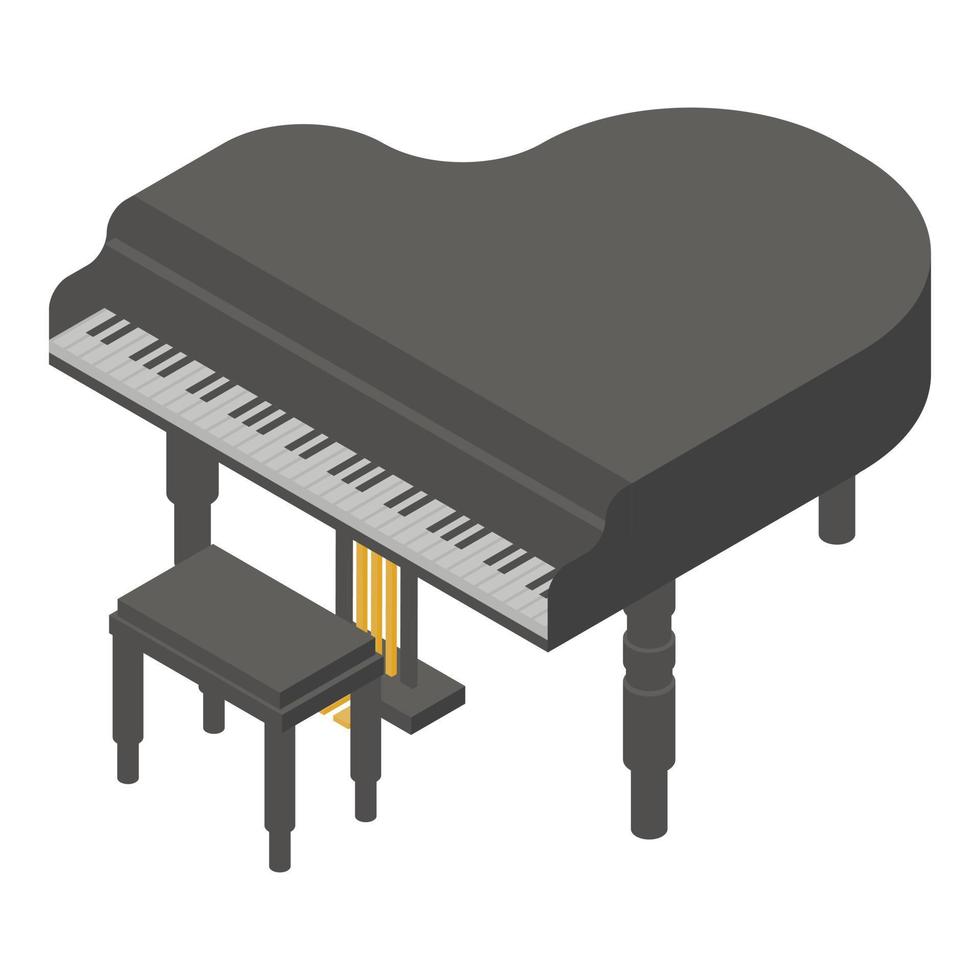 icono de piano de cola de concierto, estilo isométrico vector