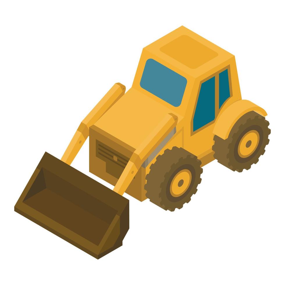Wheel bulldozer icon, isometric style vector