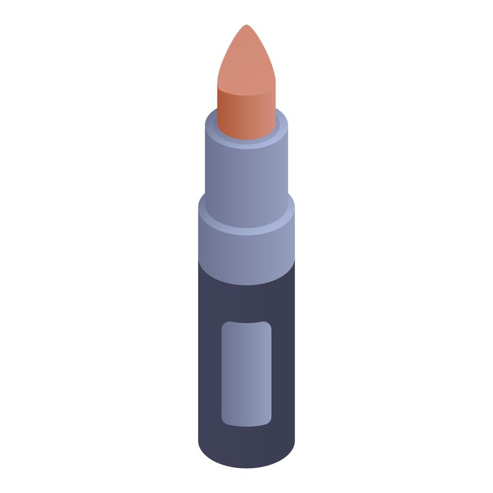 icono de lápiz labial marrón, estilo isométrico vector