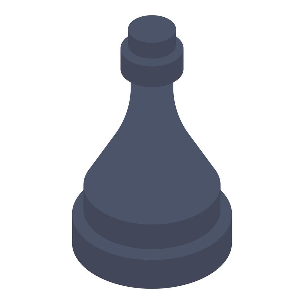 Black pawn chess icon, isometric style vector