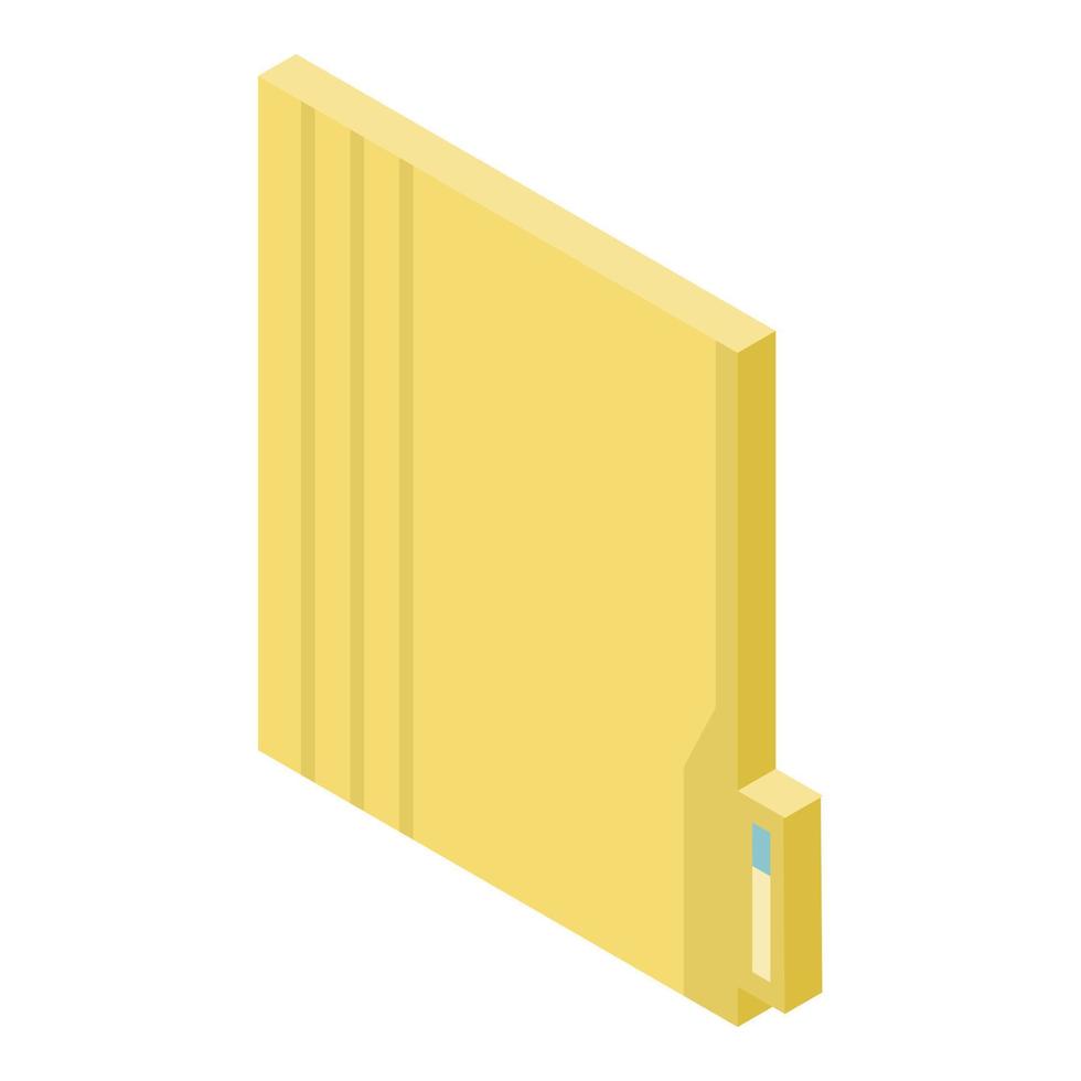 Yellow file folder icon, isometric style vector