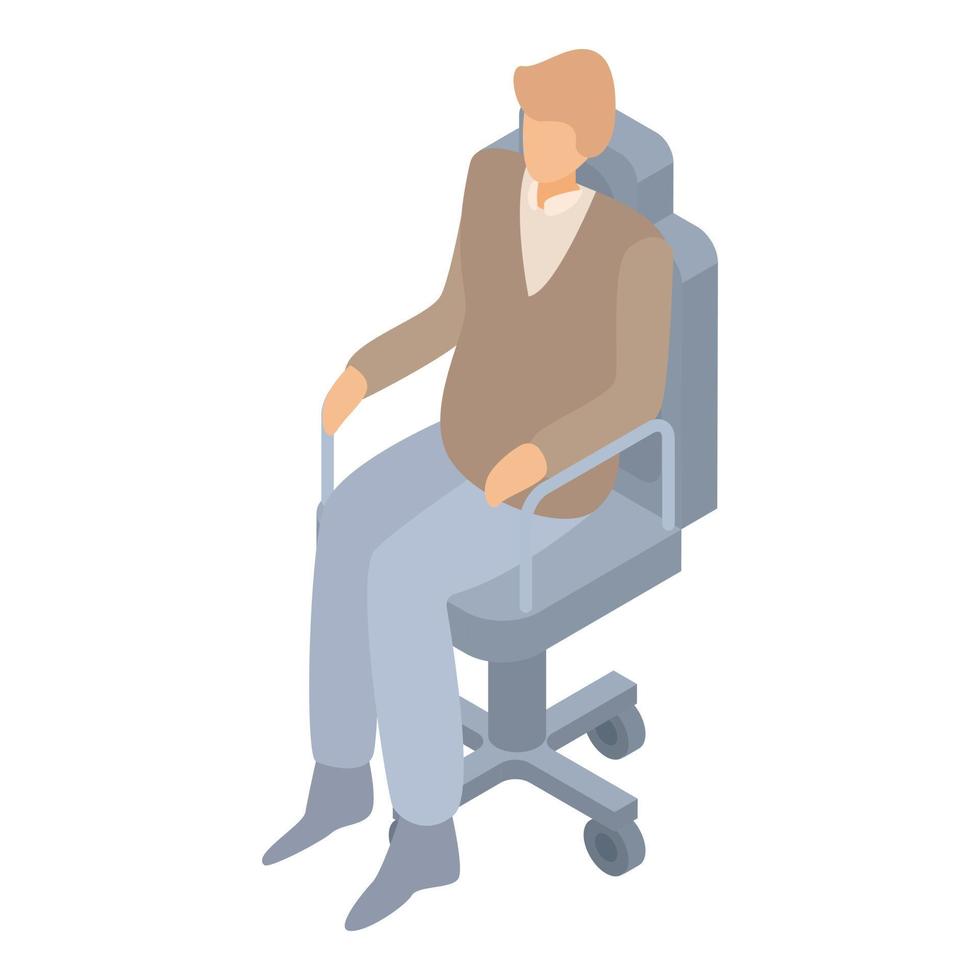 Man at boss chair icon, isometric style vector