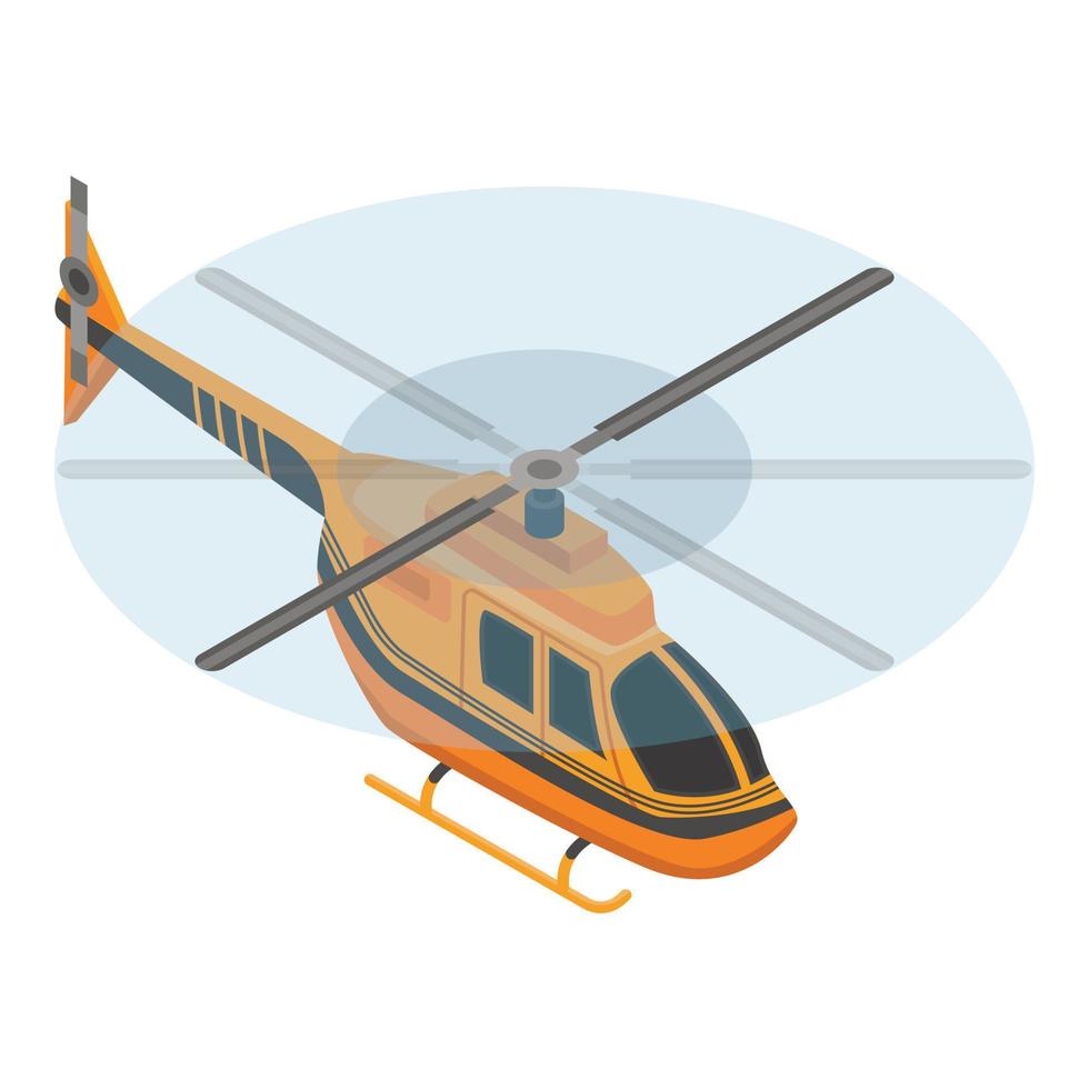 icono de helicóptero naranja, estilo isométrico vector