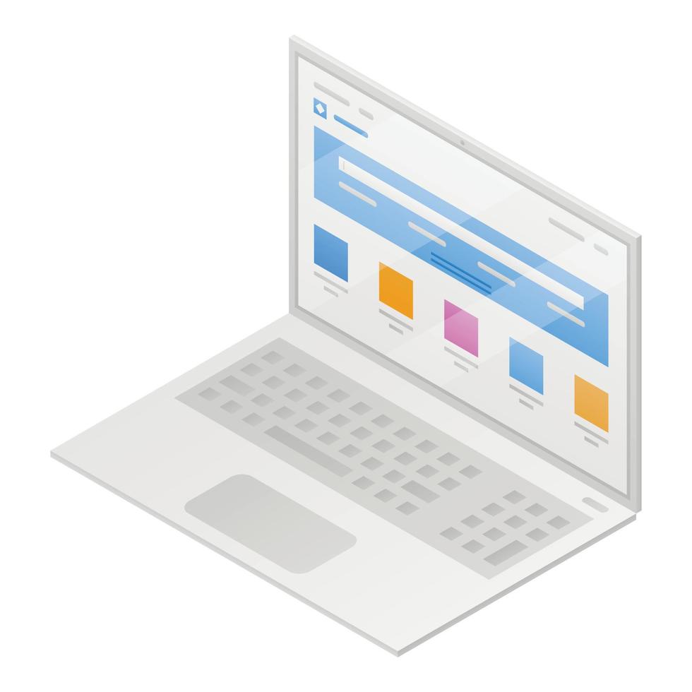 Laptop icon, isometric style vector