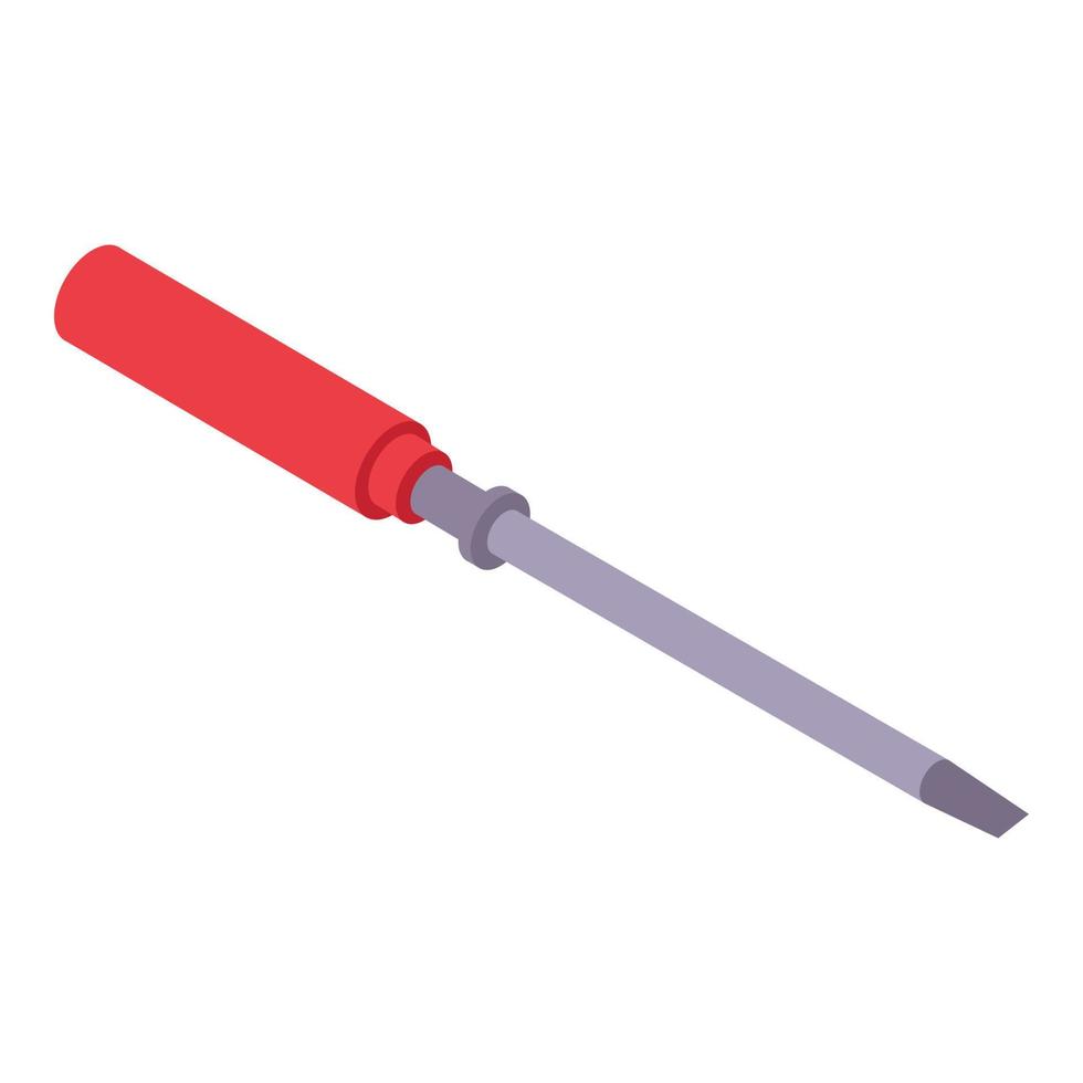 Red screwdriver icon, isometric style vector