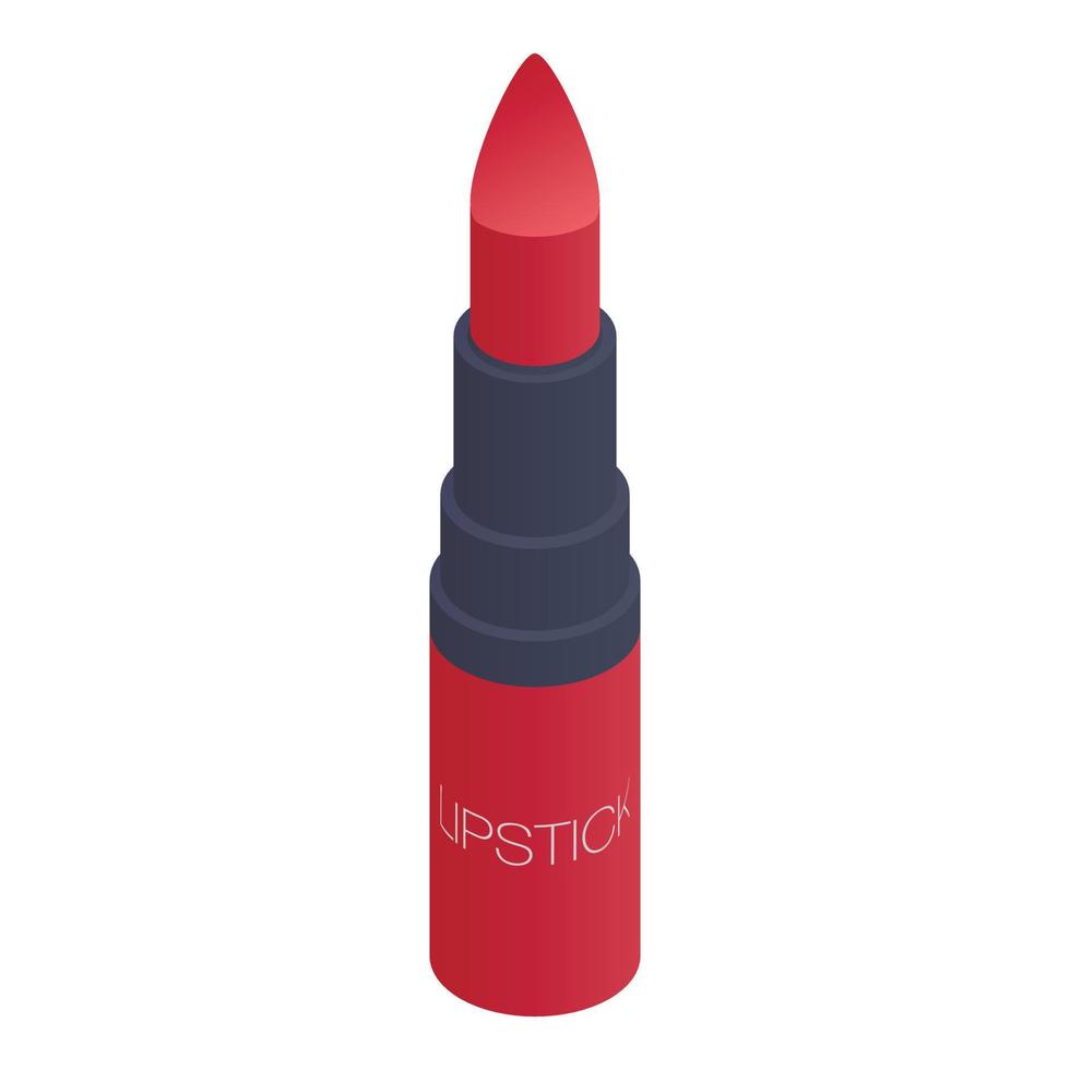 icono de lápiz labial rojo, estilo isométrico vector