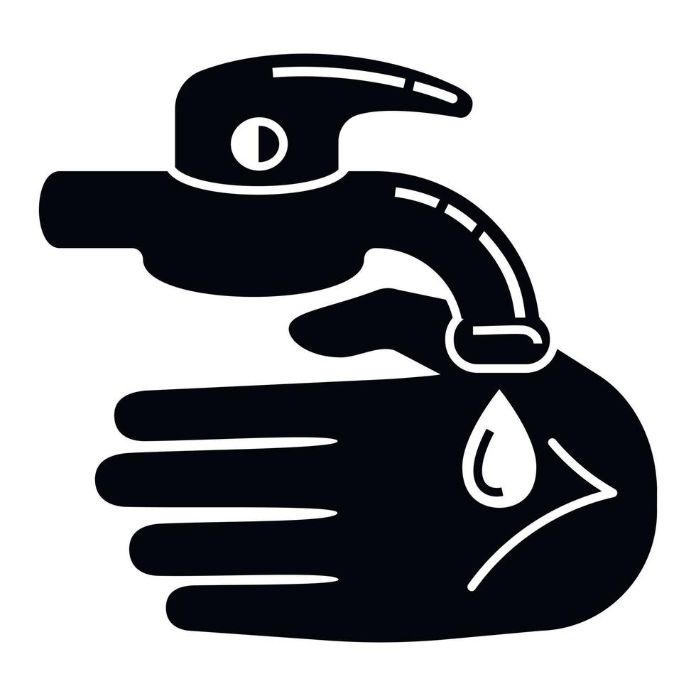 Hand water tap icon, simple style vector